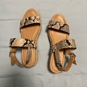 Steve Madden Tan and Black Snakeskin Sandals